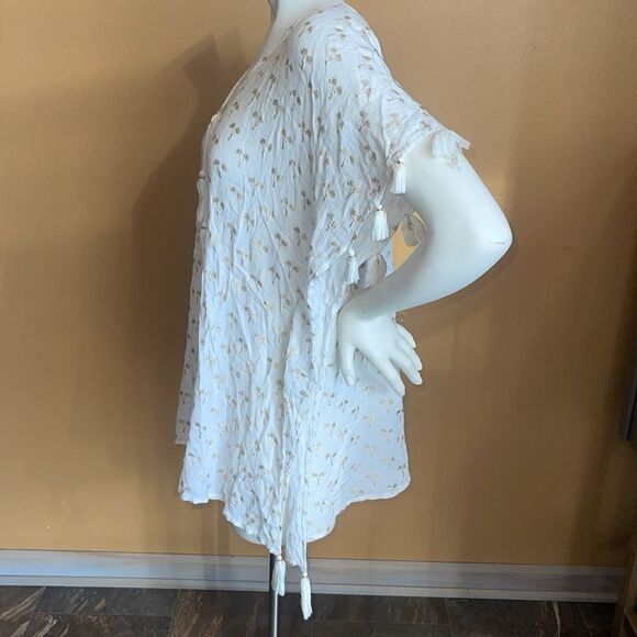 Z&L gold and white palm tree swimsuit cover up size S - Picture 3 of 13